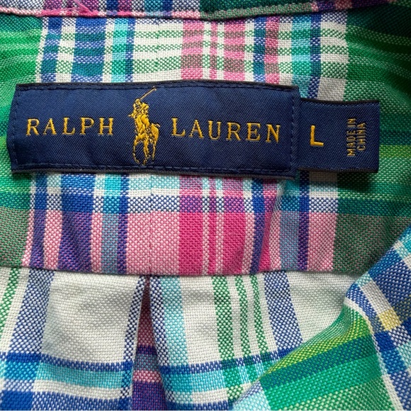 Ralph Lauren Madras Plaid Button Down Shirt Men’s L Classic Fit Cotton pony logo - Picture 9 of 11